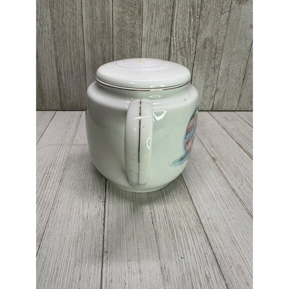 Vtg Chinese Teapot Serving Ware Porcelain Asian Scene Design 5" Tall Guāng - Picture 5 of 11